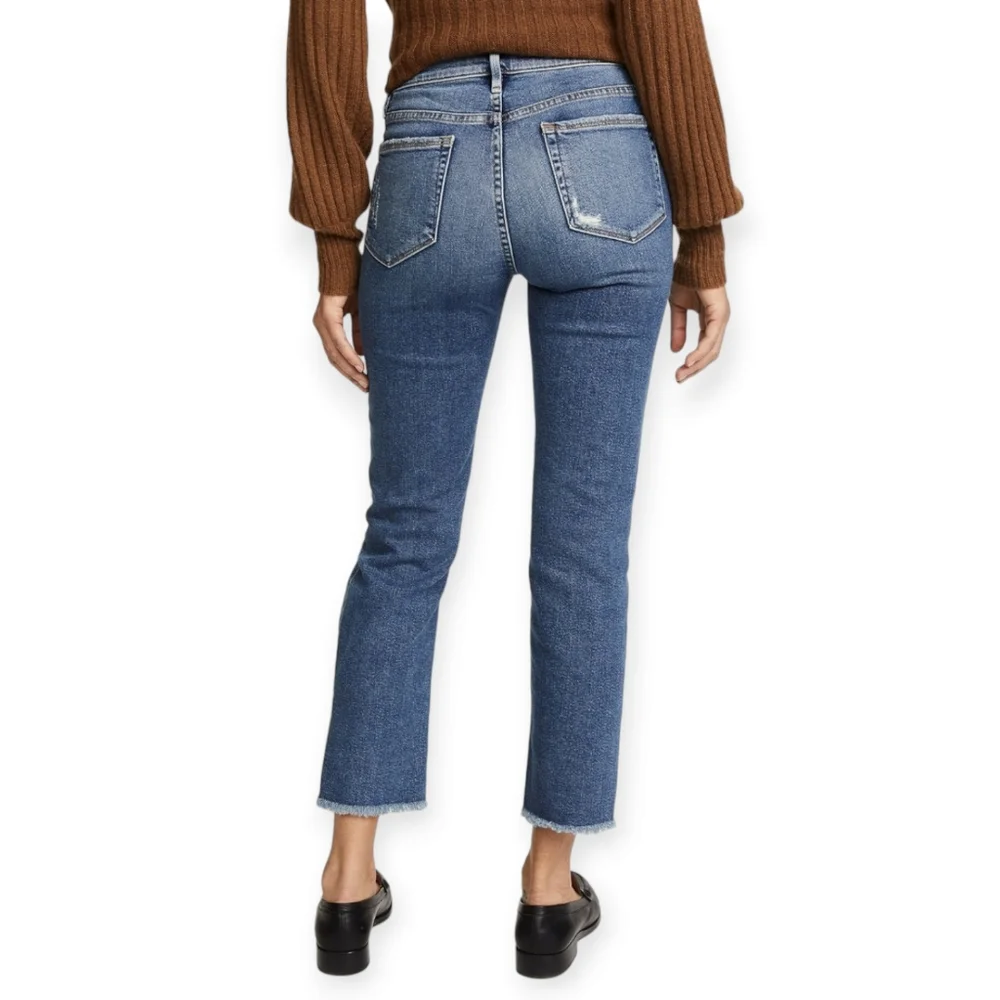 Frame Le Nouveau Straight Jeans with Raw Edge Slit Size 31 NWT
